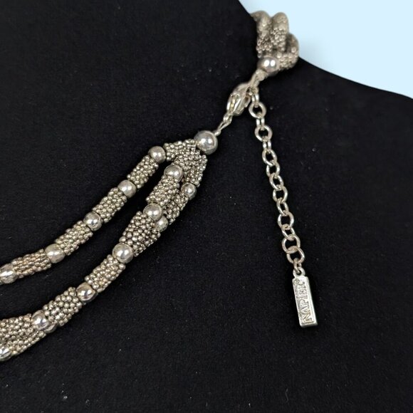 Vintage Napier 3-Strand Metal Beaded Statement Necklace - Picture 4 of 5